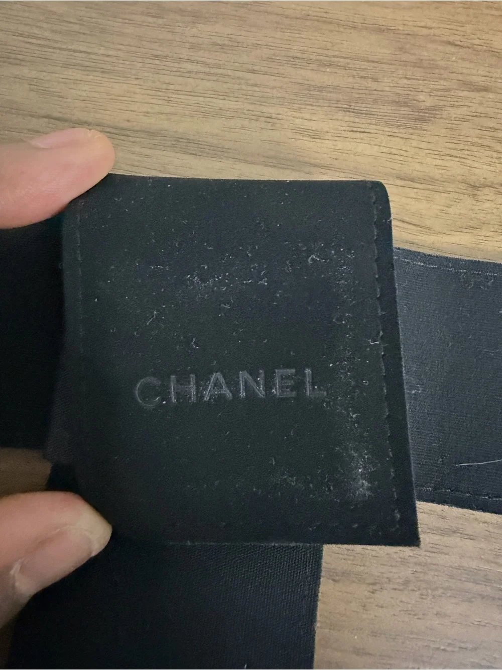 CHANEL Black Fabric Logo Tag